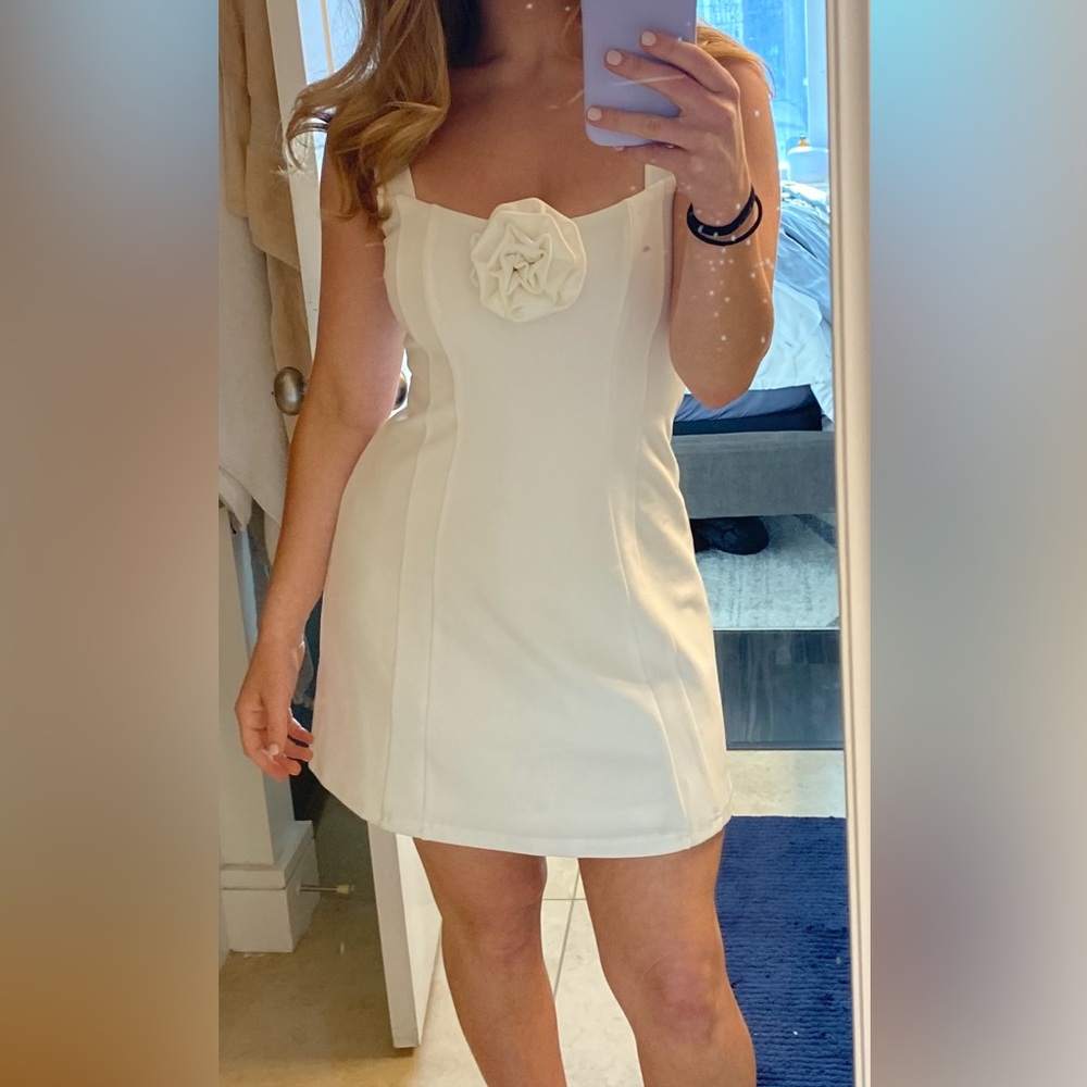 Lulus White Rosette Mini Dress